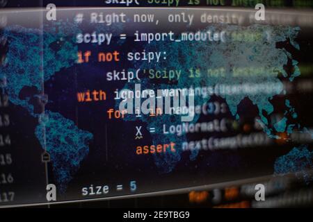 Server logs analysis. Closeup developing programming and coding technologies. Developer working on web sites codes in office. Stock Photo