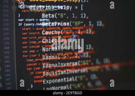 Server logs analysis. Closeup developing programming and coding technologies. Developer working on web sites codes in office. Stock Photo