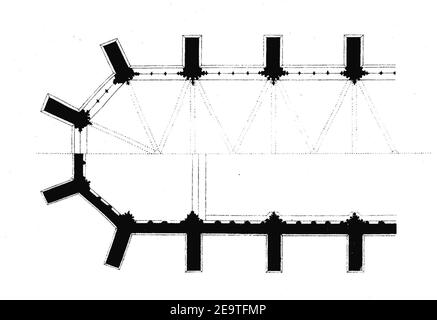 MZK 001 Nr 08 Die gothische Kirche Maria am Gestade in Wien - Tafel - Grundriss des Chores. Stock Photo