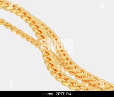 Gold chain isolated on white background. 3d rendering - illustration Stock Photo