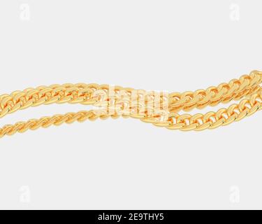 Gold chain isolated on white background. 3d rendering - illustration Stock Photo