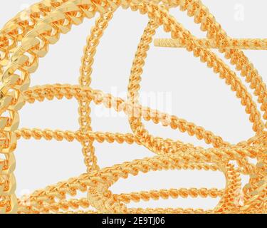 Gold chain isolated on white background. 3d rendering - illustration Stock Photo