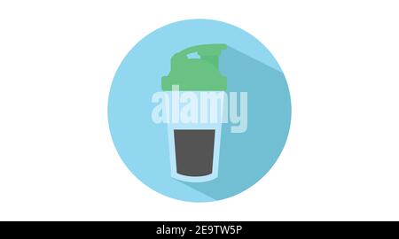 Vector Isolated Illustration of a Protein Shaker. Protein Shaker Flat Icon Stock Vector