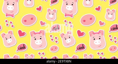 Cute piglet vector seamless pattern Stock Vector