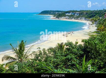 Praia do Espelho is a district of the Brazilian municipality of Porto Seguro, on the coast of the state of Bahia. Stock Photo