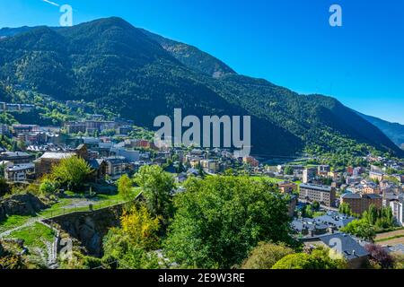 Aerial view of Encamp, Andorra Stock Photo