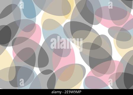 Abstract background pattern made with transparent, colorful circular geometric shapes. Modern, playful and fun vector art in pink, yellow, blue and gr Stock Photo