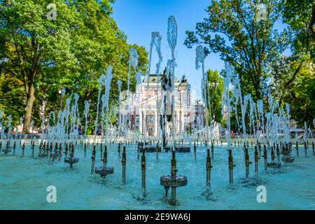 Fountain in front of the Ivan Vazov theatre in Sofia, Bulgaria Stock Photo