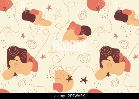 Orange abstract sleepy vector seamless pattern Stock Vector