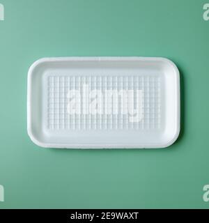Empty rectangular styrofoam food tray. Stock Photo