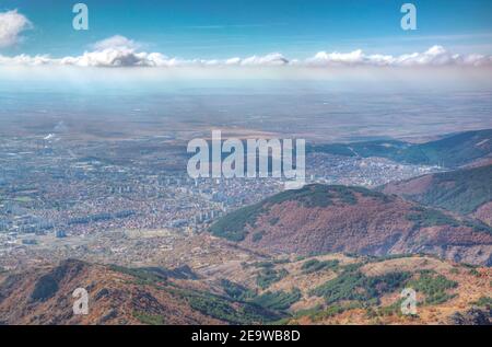 Aerial view of Sliven from Karandila peak, Bulgaria Stock Photo