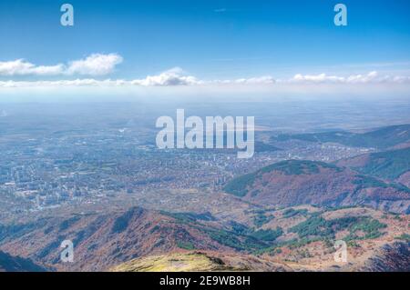 Aerial view of Sliven from Karandila peak, Bulgaria Stock Photo