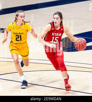 Berkeley, CA U.S. 05th Feb, 2021. A. Utah Utes guard Kemery Martin (15) drives to the basket during the NCAA Women's Basketball game between Utah Utes and the California Golden Bears 62-51 win at Hass Pavilion Berkeley Calif. Thurman James/CSM/17�Թ����� Live News Stock Photo