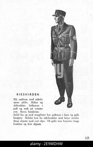 Nasjonal Samling NS Aarbok 1944 s123 (uniformer) Rikshirden. Stock Photo
