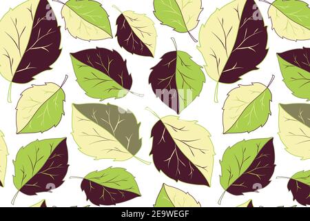 Green and violet basil leaves for print design Stock Vector