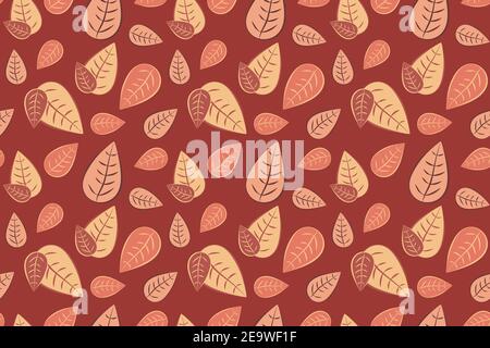 Stylish autumn brown leaves seamless pattern Stock Vector