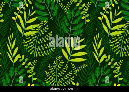 Green tropical leaves seamless pattern Stock Vector