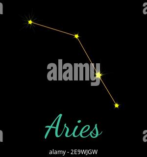 Aries vector constellation with stars and name. Stock Vector