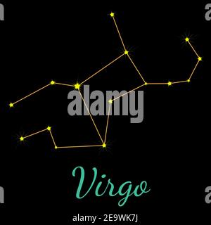 Virgo vector constellation with stars and name Stock Vector