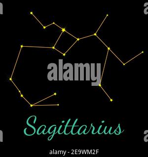 Sagittarius vector constellation with stars Stock Vector
