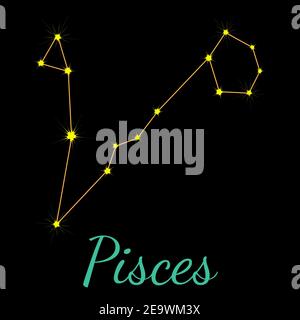 Pisces constellation. Starry night sky. Cluster of stars, galaxy. Deep ...