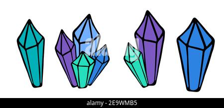 Crystal druse isolated vector set Stock Vector