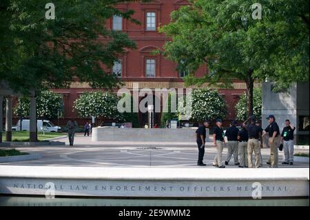 National Law Enforcement Officer's Memorial and law enforcement explorers. Stock Photo