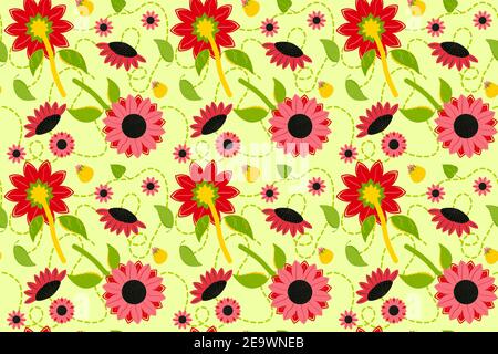 Cute bright sunflower seamless pattern Stock Vector