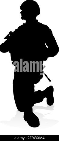 Soldier Detailed High Quality Silhouette Stock Vector