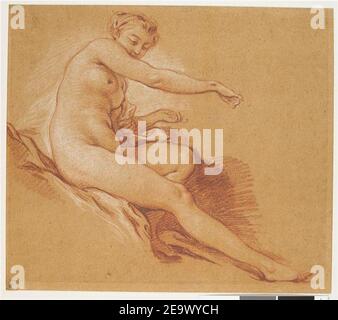 Natoire - Jeune femme nue assise tournée vers la droite, jambe droite et bras droit allongés, NI114;AI1664. Stock Photo
