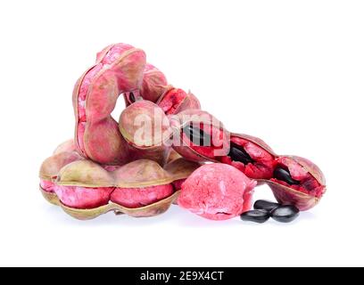 Manila tamarind fruit isolated on white background. Stock Photo