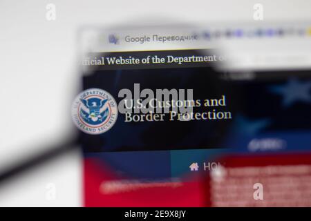 Los Angeles, USA - 1 February 2021: US Customs and Border Protection website page. Cbp.gov logo on display screen, Illustrative Editorial Stock Photo
