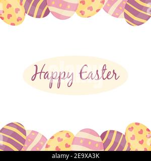 Easter card Easter eggs on a white background Cartoon style Vektor Illustration Stock Vector