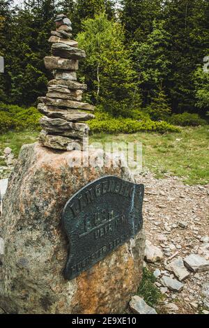 On top of Langenberg. It is the highest mountain in the Rothaar Mountains and in North Rhine-Westphalia state, Germany Stock Photo