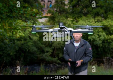 The ill-fated GoPro Karma drone in flight Stock Photo