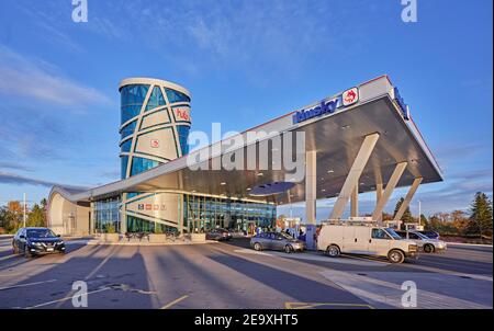 Husky gas station Stock Photo