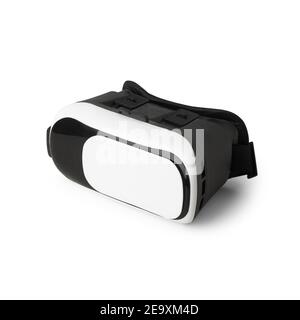 Realistic white virtual reality headset isolated on white background with clipping path. Stock Photo