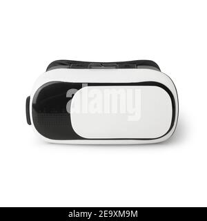 Realistic white virtual reality headset isolated on white background with clipping path. Stock Photo