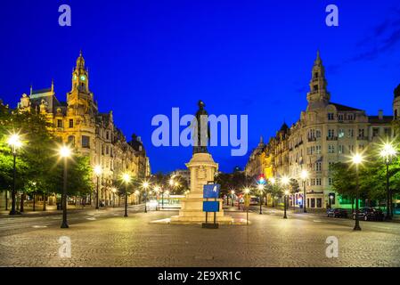 King Peter IV statue at Liberdade Square, Porto, portugal Stock Photo