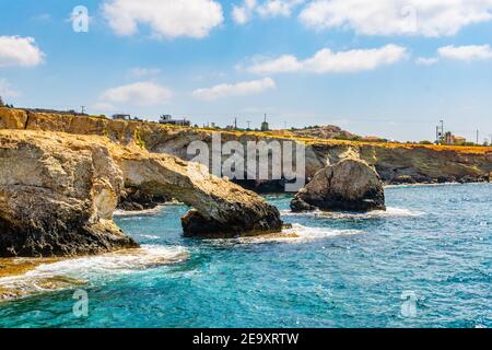 Sea caves at cap greco in the south-eastern cyprus Stock Photo