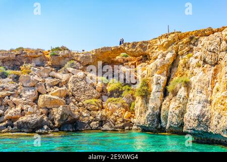 Sea caves at cap greco in the south-eastern cyprus Stock Photo