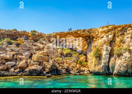 Sea caves at cap greco in the south-eastern cyprus Stock Photo