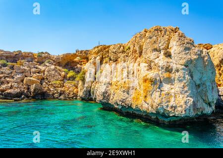 Sea caves at cap greco in the south-eastern cyprus Stock Photo