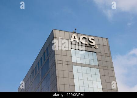 Headquarters of Spanish construction company ACS in Madrid, Spain. Stock Photo