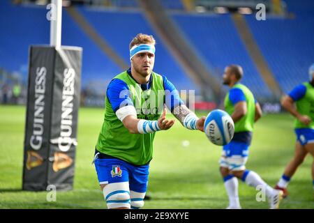 Rome, Italy. 6th Feb, 2021. Rome, Italy, Stadio Olimpico, February 06, 2021, Niccolo Cannone (Italy) during Italy vs France - Rugby Six Nations match Credit: Carlo Cappuccitti/LPS/ZUMA Wire/Alamy Live News Stock Photo