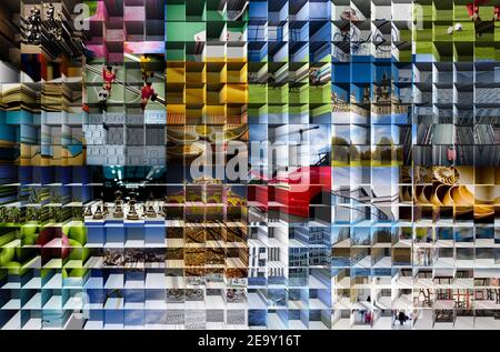 abstract colorful background, pattern of cubes with images Stock Photo
