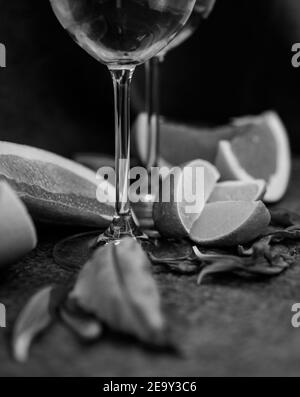 cocktail aperol in a glass with oranges and fruits Stock Photo