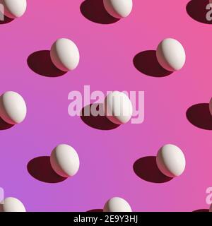 White eggs pattern on purple gradient background Stock Photo