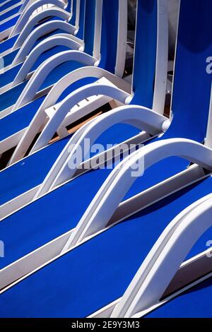 Sun loungers on a cruise ship Stock Photo