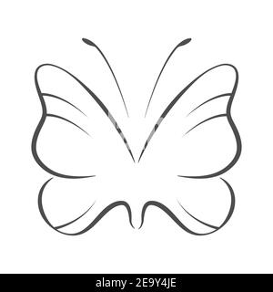 Outline illustration of a butterfly. Vector illustration for creative design, scrapbooking, and coloring books. Flat Style Stock Vector